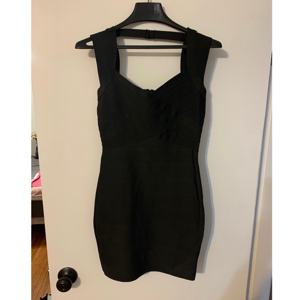 Black fitted cocktail dress